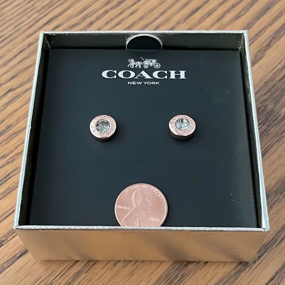 Coach Open Circle Stone Stud Earrings - Rose Gold - Picture 4 of 6